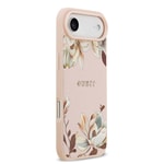 Apple iPhone 17 Air Kılıf Guess Orjinal Lisanslı M-safe Şarj Özellikli Taneli Çiçek Tasarımlı Metal Yazı Logolu Kapak