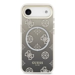 Apple iPhone 17 Air Kılıf Guess Orjinal Lisanslı M-safe Şarj Özellikli Simli Peony Desenli Silikon Kapak