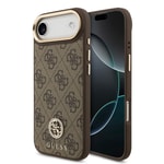 Apple iPhone 17 Air Kılıf Guess Orjinal Lisanslı M-safe Şarj Özellikli Gold Metal Kamera Çerçeveli Taşlı 4G Logolu Kapak