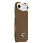 Apple iPhone 17 Air Kılıf Guess Orjinal Lisanslı M-safe Şarj Özellikli PU Deri Metal Kamera Çerçeveli Üçgen Logolu Kapak