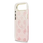 Apple iPhone 17 Air Kılıf Guess Orjinal Lisanslı M-safe Şarj Özellikli Simli Peony Desenli Silikon Kapak