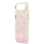 Apple iPhone 17 Air Kılıf Guess Orjinal Lisanslı M-safe Şarj Özellikli Simli Peony Desenli Silikon Kapak