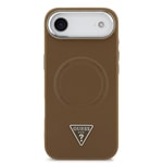 Apple iPhone 17 Air Kılıf Guess Orjinal Lisanslı M-safe Şarj Özellikli PU Deri Metal Kamera Çerçeveli Üçgen Logolu Kapak