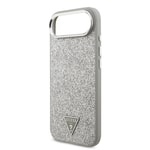 Apple iPhone 17 Air Kılıf Guess Orjinal Lisanslı M-safe Şarj Özellikli Metal Kamera Çerçeveli Üçgen Logolu Glitter Kapak