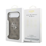 Apple iPhone 17 Air Kılıf Guess Orjinal Lisanslı Gümüş Metal Kamera Çerçeveli 4G Desenli Metal Büyük 4G ve Yazı Logolu Kapak