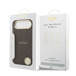 Apple iPhone 17 Air Kılıf Guess Orjinal Lisanslı M-safe Şarj Özellikli Sıcak Baskılı Yazı Logolu PU Deri Peony Kapak