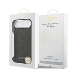 Apple iPhone 17 Air Kılıf Guess Orjinal Lisanslı M-safe Şarj Özellikli Sıcak Baskılı Klasik Yazı Logolu PU Deri Peony Kapak