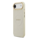Apple iPhone 17 Air Kılıf Guess Orjinal Lisanslı M-safe Şarj Özellikli Sıcak Baskılı Yazı Logolu PU Deri Peony Kapak