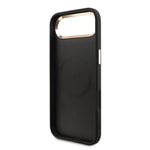 Apple iPhone 17 Air Kılıf Guess Orjinal Lisanslı M-safe Şarj Özellikli Gold Metal Kamera Çerçeveli Taşlı Üçgen Logo 4G Desenli Kapak