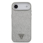 Apple iPhone 17 Air Kılıf Guess Orjinal Lisanslı M-safe Şarj Özellikli Metal Kamera Çerçeveli Üçgen Logolu Glitter Kapak