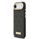 Apple iPhone 17 Air Kılıf Guess Orjinal Lisanslı M-safe Şarj Özellikli 4G Desenli PU Metal Plaka Klasik Logolu Kapak
