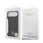 Apple iPhone 17 Air Kılıf Guess Orjinal Lisanslı M-safe Şarj Özellikli Gümüş Metal Kamera Çerçeveli Üçgen Logo 4G Desenli Kapak