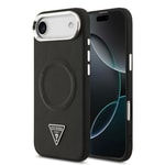 Apple iPhone 17 Air Kılıf Guess Orjinal Lisanslı M-safe Şarj Özellikli PU Deri Metal Kamera Çerçeveli Üçgen Logolu Kapak