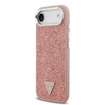 Apple iPhone 17 Air Kılıf Guess Orjinal Lisanslı M-safe Şarj Özellikli Metal Kamera Çerçeveli Üçgen Logolu Glitter Kapak