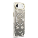 Apple iPhone 17 Air Kılıf Guess Orjinal Lisanslı M-safe Şarj Özellikli Simli Peony Desenli Silikon Kapak