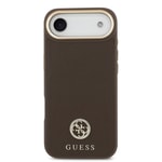 Apple iPhone 17 Air Kılıf Guess Orjinal Lisanslı M-safe Şarj Özellikli Grained Yazı ve Taşlı 4G Logolu Kapak