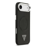 Apple iPhone 17 Air Kılıf Guess Orjinal Lisanslı M-safe Şarj Özellikli PU Deri Metal Kamera Çerçeveli Üçgen Logolu Kapak