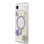 Apple iPhone 17 Air Kılıf Guess Orjinal Lisanslı M-safe Şarj Özellikli Transparan Resin Flowers Kapak
