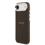 Apple iPhone 17 Air Kılıf Guess Orjinal Lisanslı M-safe Şarj Özellikli Klasik Yazı Logolu PU Deri Kapak
