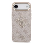 Apple iPhone 17 Air Kılıf Guess Orjinal Lisanslı Gold Metal Kamera Çerçeveli 4G Desenli Metal Büyük 4G ve Yazı Logolu Kapak