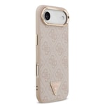Apple iPhone 17 Air Kılıf Guess Orjinal Lisanslı M-safe Şarj Özellikli Gold Metal Kamera Çerçeveli Taşlı Üçgen Logo 4G Desenli Kapak