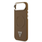 Apple iPhone 17 Air Kılıf Guess Orjinal Lisanslı M-safe Şarj Özellikli PU Deri Metal Kamera Çerçeveli Üçgen Logolu Kapak