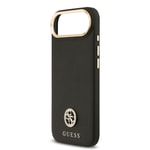 Apple iPhone 17 Air Kılıf Guess Orjinal Lisanslı M-safe Şarj Özellikli Grained Yazı ve Taşlı 4G Logolu Kapak