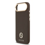 Apple iPhone 17 Air Kılıf Guess Orjinal Lisanslı M-safe Şarj Özellikli Grained Yazı ve Taşlı 4G Logolu Kapak