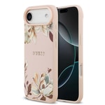 Apple iPhone 17 Air Kılıf Guess Orjinal Lisanslı M-safe Şarj Özellikli Taneli Çiçek Tasarımlı Metal Yazı Logolu Kapak
