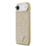 Apple iPhone 17 Air Kılıf Guess Orjinal Lisanslı M-safe Şarj Özellikli Metal Kamera Çerçeveli Üçgen Logolu Glitter Kapak