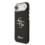 Apple iPhone 17 Air Kılıf Guess Orjinal Lisanslı M-safe Şarj Özellikli Üçgen Logolu Simli Leopar Desenli Kapak