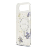 Apple iPhone 17 Air Kılıf Guess Orjinal Lisanslı M-safe Şarj Özellikli Transparan Resin Flowers Kapak