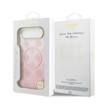 Apple iPhone 17 Air Kılıf Guess Orjinal Lisanslı M-safe Şarj Özellikli Simli Peony Desenli Silikon Kapak