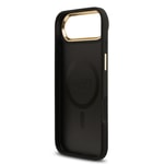 Apple iPhone 17 Air Kılıf Guess Orjinal Lisanslı M-safe Şarj Özellikli Gold Metal Kamera Çerçeveli PU Deri 4G Desenli Yazı Logolu Kapak