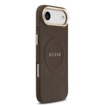 Apple iPhone 17 Air Kılıf Guess Orjinal Lisanslı M-safe Şarj Özellikli Sıcak Baskılı Yazı Logolu PU Deri Peony Kapak