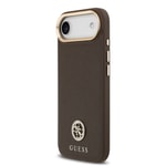 Apple iPhone 17 Air Kılıf Guess Orjinal Lisanslı M-safe Şarj Özellikli Grained Yazı ve Taşlı 4G Logolu Kapak