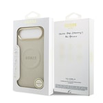 Apple iPhone 17 Air Kılıf Guess Orjinal Lisanslı M-safe Şarj Özellikli Sıcak Baskılı Yazı Logolu PU Deri Peony Kapak