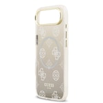 Apple iPhone 17 Air Kılıf Guess Orjinal Lisanslı M-safe Şarj Özellikli Simli Peony Desenli Silikon Kapak