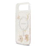 Apple iPhone 17 Air Kılıf Guess Orjinal Lisanslı M-safe Şarj Özellikli Transparan Resin Flowers Kapak