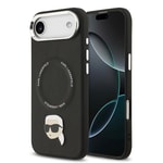 Apple iPhone 17 Air Kılıf Karl Lagerfeld Orjinal Lisanslı M-safe Şarj Özellikli Metal Kamera ve Buton Tasarımlı Karl PU Deri Kapak