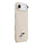 Apple iPhone 17 Air Kılıf Karl Lagerfeld Orjinal Lisanslı M-safe Şarj Özellikli Metal Kamera ve Buton Tasarımlı K&C PU Deri Kapak
