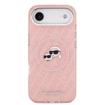 Apple iPhone 17 Air Kılıf Karl Lagerfeld Orjinal Lisanslı Parlayan Simli Karl & Choupette Heads Kapak