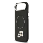 Apple iPhone 17 Air Kılıf Karl Lagerfeld Orjinal Lisanslı M-safe Şarj Özellikli Metal Kamera ve Buton Tasarımlı K&C PU Deri Kapak