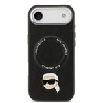 Apple iPhone 17 Air Kılıf Karl Lagerfeld Orjinal Lisanslı M-safe Şarj Özellikli Metal Kamera ve Buton Tasarımlı Karl PU Deri Kapak