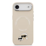 Apple iPhone 17 Air Kılıf Karl Lagerfeld Orjinal Lisanslı M-safe Şarj Özellikli Metal Kamera ve Buton Tasarımlı K&C PU Deri Kapak