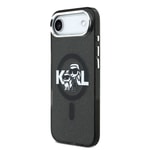 Apple iPhone 17 Air Kılıf Karl Lagerfeld Orjinal Lisanslı Parlayan Simli Karl & Choupette Sketch Logo Kapak