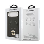 Apple iPhone 17 Air Kılıf Karl Lagerfeld Orjinal Lisanslı M-safe Şarj Özellikli Metal Kamera ve Buton Tasarımlı Karl PU Deri Kapak