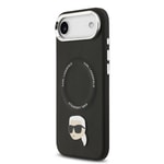 Apple iPhone 17 Air Kılıf Karl Lagerfeld Orjinal Lisanslı M-safe Şarj Özellikli Metal Kamera ve Buton Tasarımlı Karl PU Deri Kapak