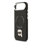 Apple iPhone 17 Air Kılıf Karl Lagerfeld Orjinal Lisanslı M-safe Şarj Özellikli Metal Kamera ve Buton Tasarımlı Karl PU Deri Kapak