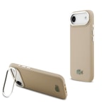 Apple iPhone 17 Air Kılıf Lacoste Orjinal Lisanslı M-safe Şarj Özellikli PU Pike Desenli Standlı Metal Logolu Kapak